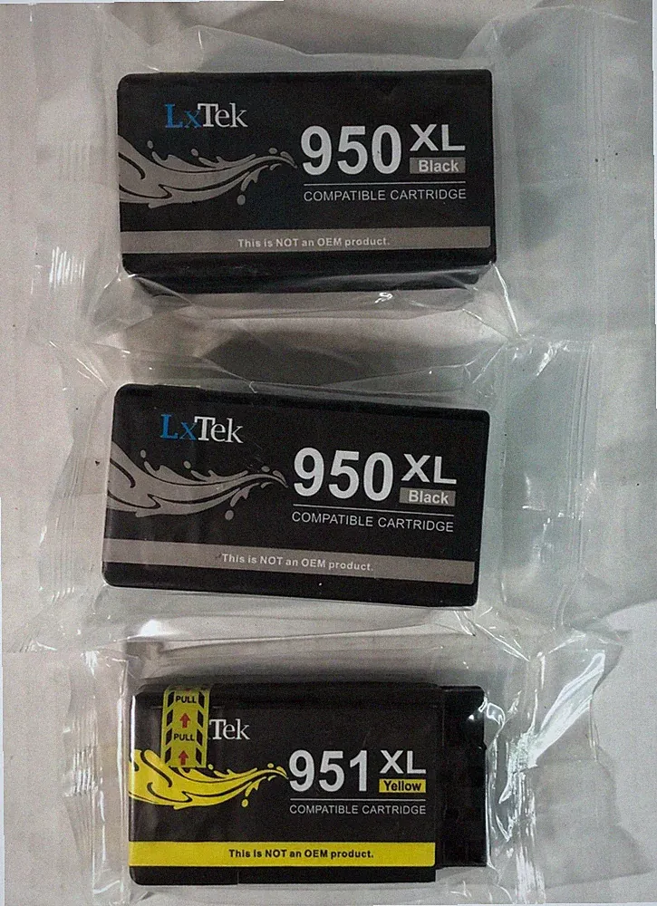 LOT 2x Black & Yellow LxTek Black Ink Cartridges Replacement for HP 950XL 951XL